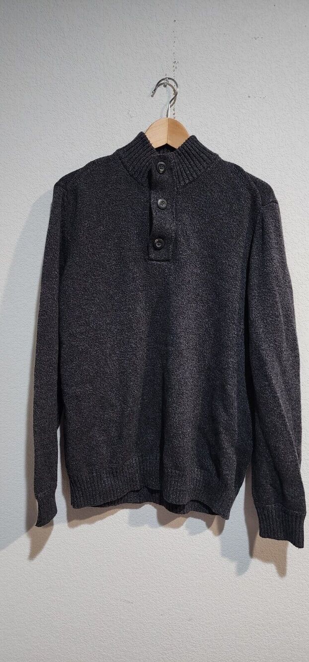 American Eagle Gray Henley Sweater Adult Large Seriously Soft Cotton Pullover